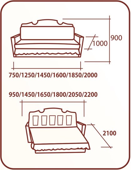 Прямой диван Аккордеон Бук 155 классика, пруж. Змейка в Вологде - изображение 1
